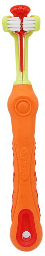 Petpaws - tandenborstel voor honden - 3-voudige kop - oranje