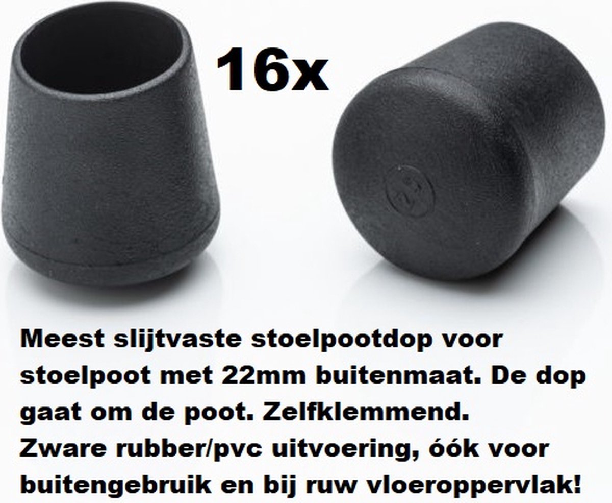 Tien Schelden klink 16 stuks Stoelpootdop omdop 22mm PVC zware kwaliteit. Stoelpootdoppen.  Ombuis.... | bol.com