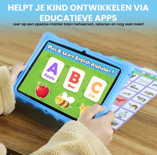 LUVIQ Kindertablet 10.1 Inch - 32GB - 5000MAH Batterij - 256GB Micro SD Slot - Ouderlijk Toezicht - Tablet voor Kinderen vanaf 3 jaar + Blauwe 100% Kidsproof Hoes & USB-C Oplader - LUVIQ