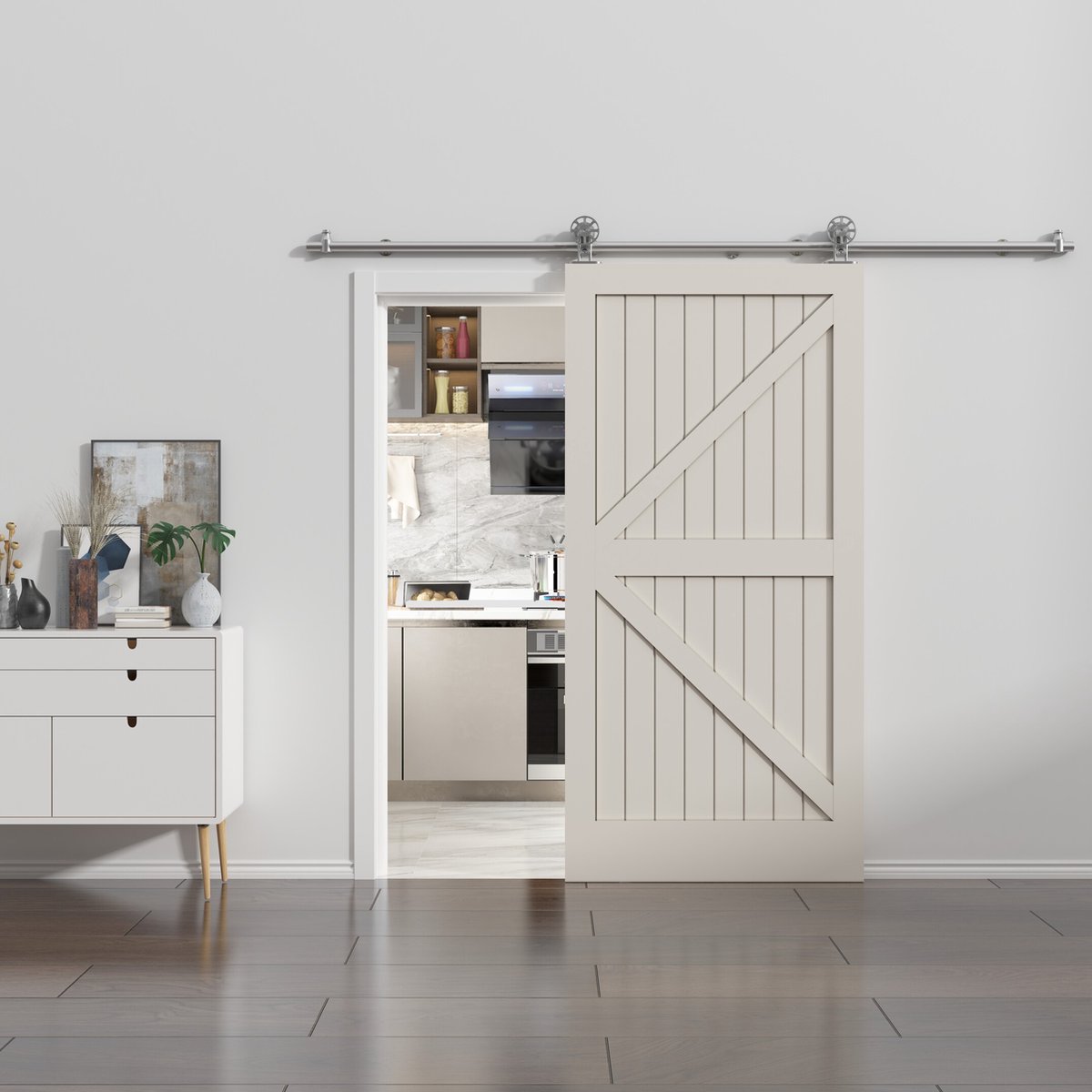 Schuifdeursysteem Spaak - RVS - 200cm