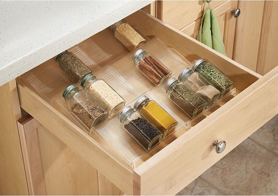 Étagère à épices - organisateur de tiroirs - pour cuisine, salle de bain et bureau - pour herbes et épices - extensible/3 étages - transparent
