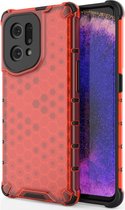 Coque OPPO Find X5 - Mobigear - Série Honeycomb - Coque arrière en plastique rigide - Rouge - Coque adaptée pour OPPO Find X5