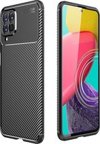 Mobigear Hoesje geschikt voor Samsung Galaxy M53 Telefoonhoesje Flexibel TPU | Mobigear Racing Backcover | Galaxy M53 Case | Back Cover - Zwart