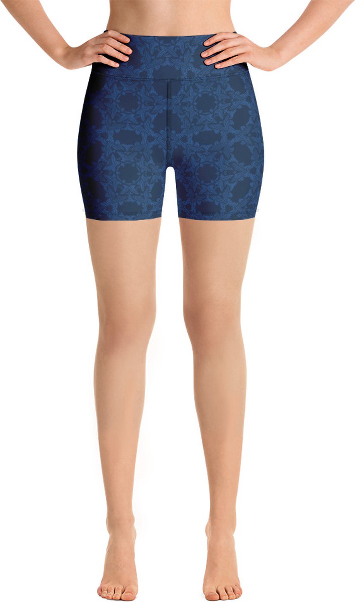 Sport Short - design Grace in Lace - High Waist - Dry Fit - High Performance - 4way stretch - UPF 50+ - Hardloop - Yoga - Fitness - Dans - Pilates - Training - Korte Broek- dames- donkerblauw klassiekblauw - maat XS van Merkloos — afbeelding 4
