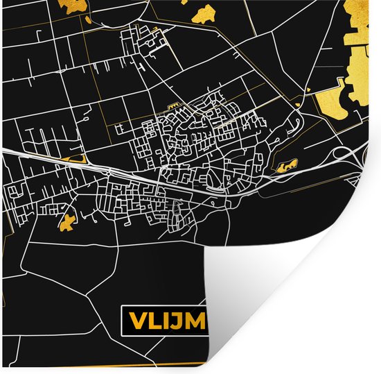 Stickers muraux - Carte - Vlijmen - Or - Plan de la ville - Carte - 120x120 cm - Feuille adhésive XXL