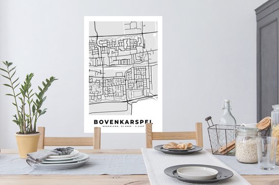 Muurstickers - Sticker Folie - Kaart - Bovenkarspel - Stadskaart - Plattegrond - 60x90 cm - Plakfolie - Muurstickers Kinderkamer - Zelfklevend Behang - Zelfklevend behangpapier - Stickerfolie