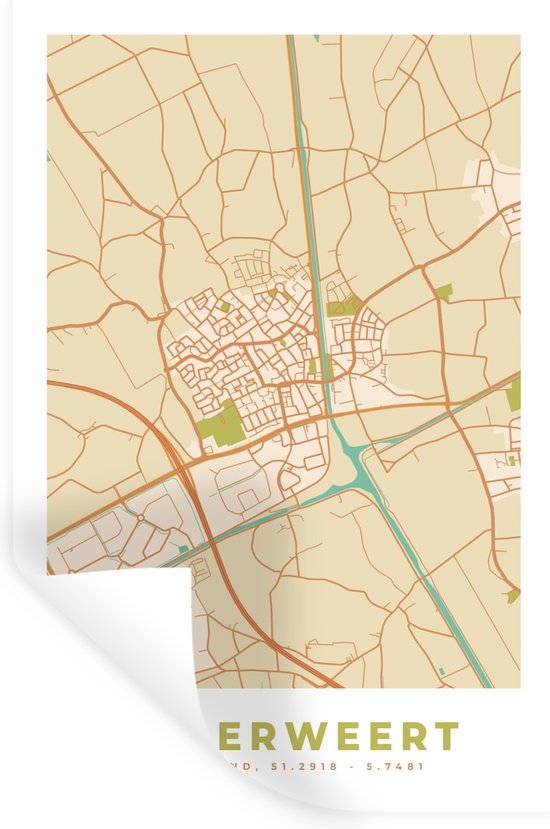 Muurstickers Sticker Folie Plattegrond Nederweert Stadskaart