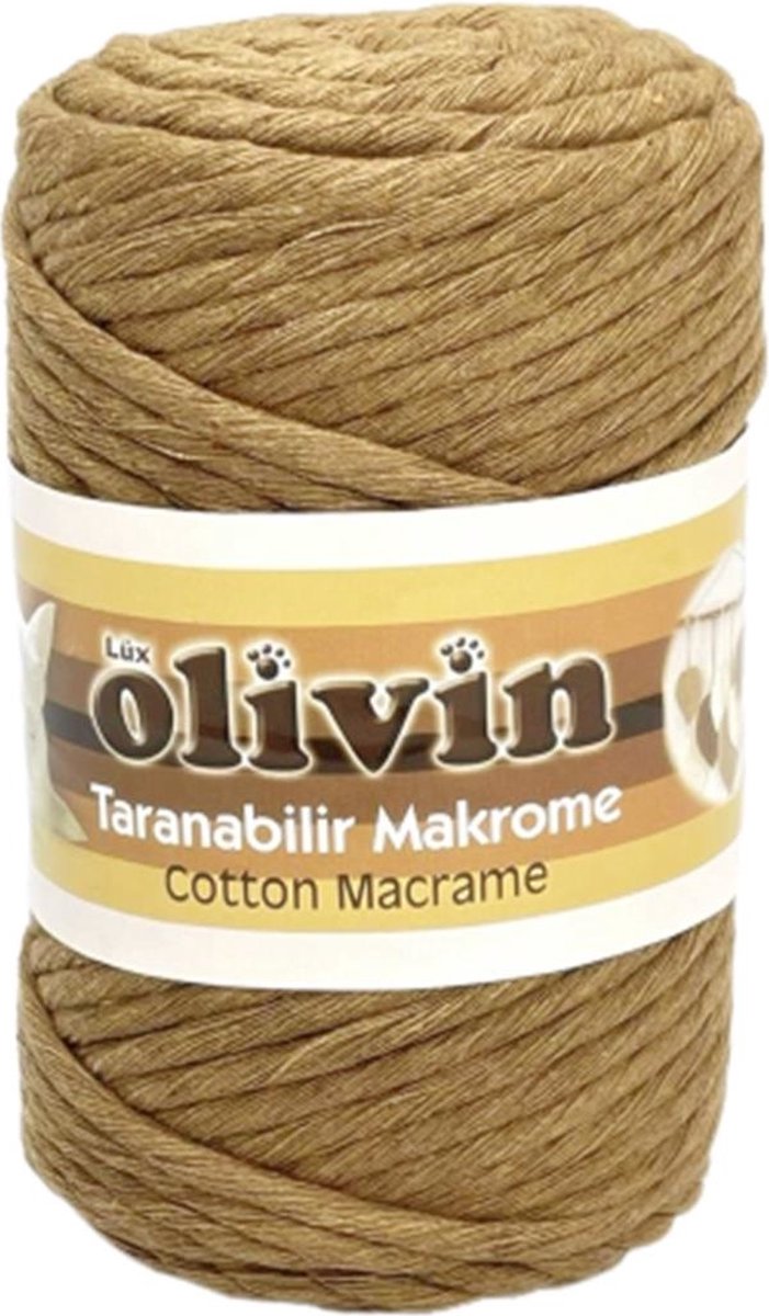 Lux Olivin Macrame Touw - Wandkleden Touw - Gordijnen Touw - Tassen Touw - Moederdag Cadeau - 5 mm - 100% Katoen - Licht Bruin