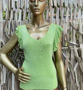 Pull à Manches Volantes - Vert Clair avec Fil Pailleté - Taille Unique