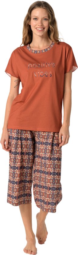 Pijadore - Dames Pyjama Set, Korte Mouwen, Baksteen - S