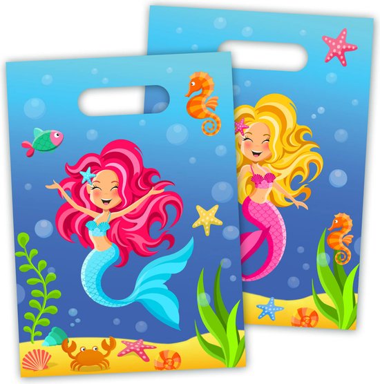 Folat 23928 Zeemeermin verjaardagsdecoratie, blauw met iriserende glitter, servetten, Mermaid Magic, 33 x 33 cm, 20 stuks, Nixe partyservies voor zeemeerminnenfeest