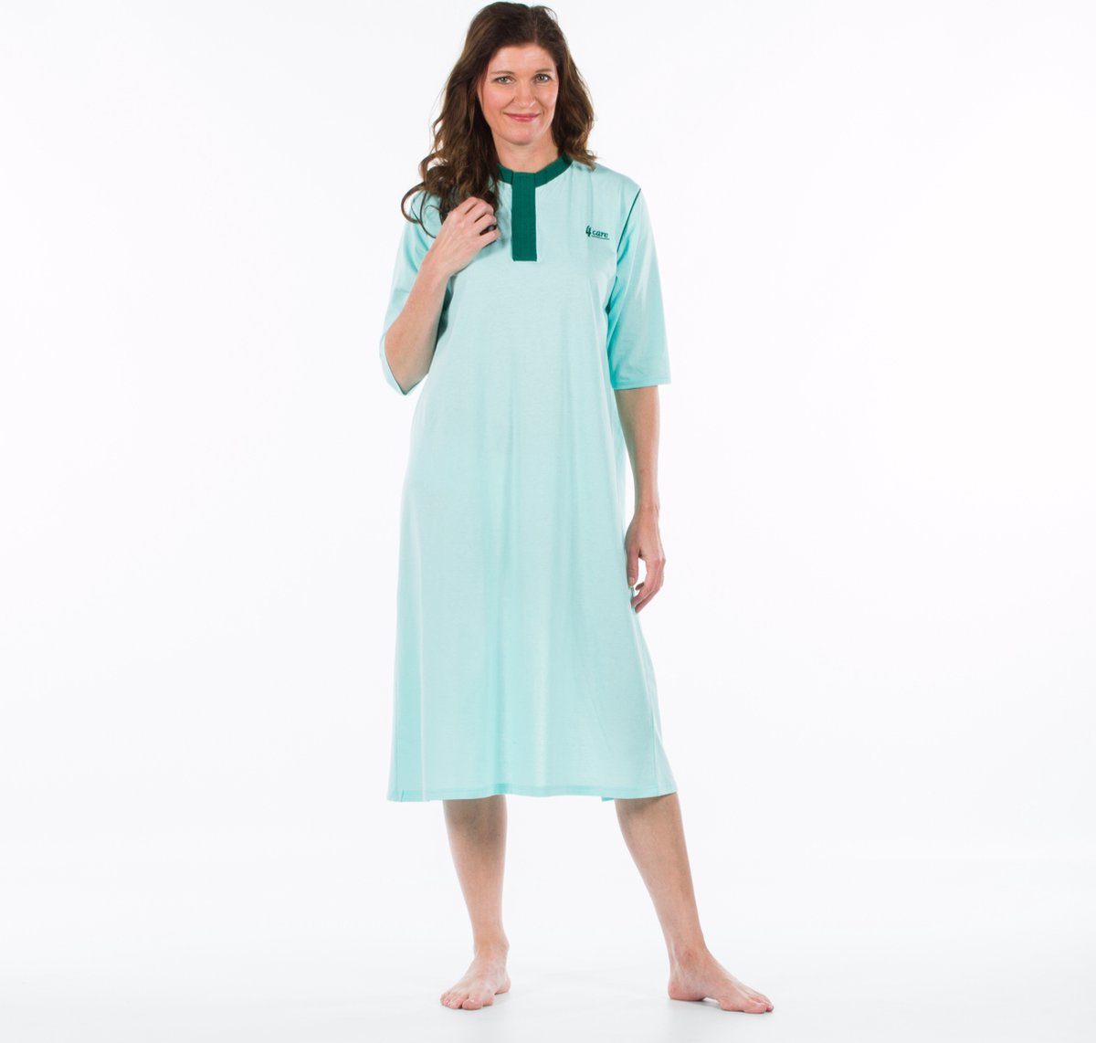 4Care Nachthemd achter open - Ziekenhuiskleding patiënt - Zorg nachthemd- Lichtgroen