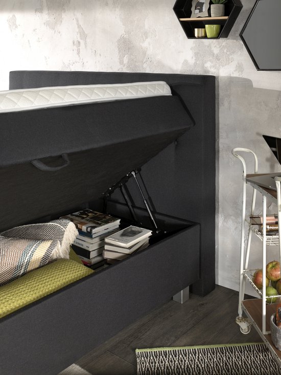 Dreamhouse® Shurgard Boxspring met Opbergruimte – Bed - 140 x 200 cm - Antraciet - Dreamhouse Boxsprings