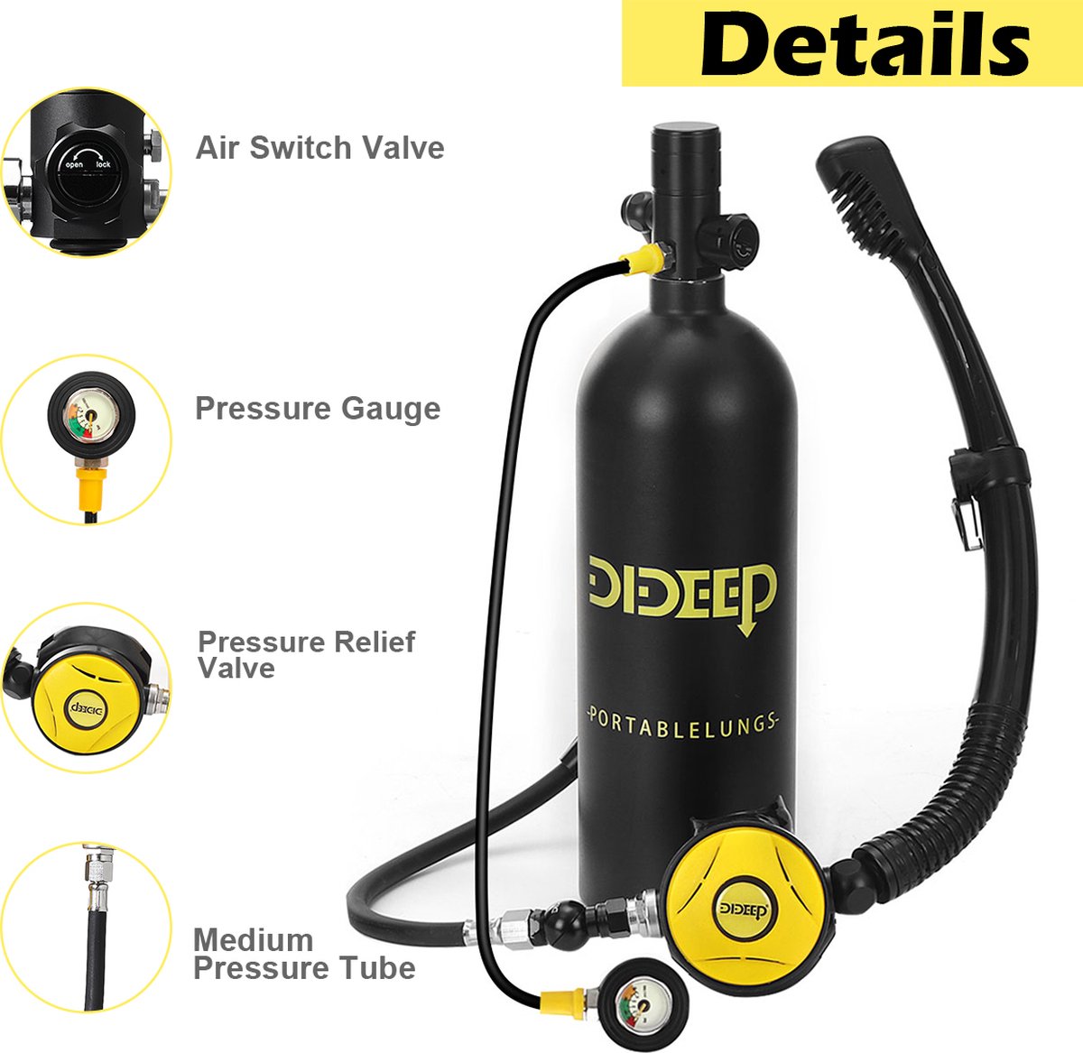 DIDEEP Duikadapter – 8mm – Voor Vullen Van Kleine Flessen Vanuit Grote Fles – Geschikt Voor 0,5L En 1L