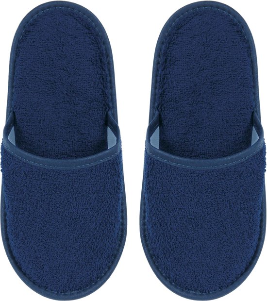 Badslippers Badstof Uni Pure met Zool Maat 45 Marine col 2094 - 1 Paar