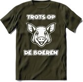 T-Shirt Knaller T-Shirt|Trots op de boeren / Boerenprotest / Steun de boer|Heren / Dames Kleding shirt Varken|Kleur Groen|Maat L