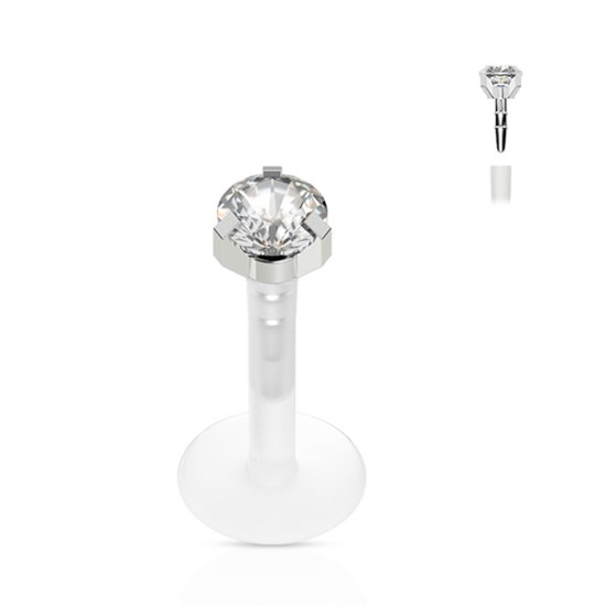 Piercing de la lèvre autour du bioplast blanc © LMPiercings