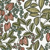 Bloemen behang Profhome 377545-GU vliesbehang glad met bloemen patroon mat wit olijfgroen rood blauw 5,33 m2