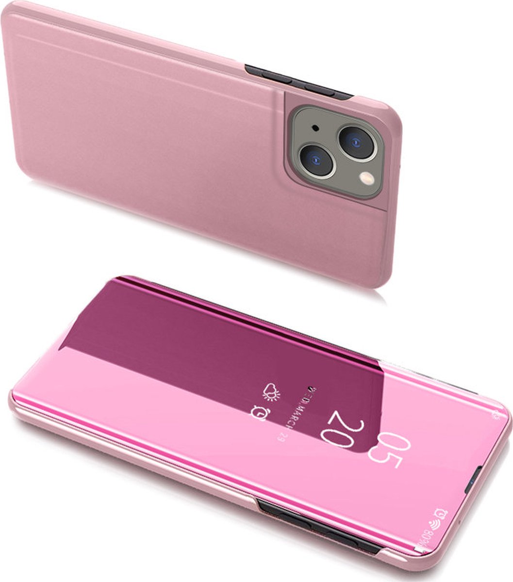 Clear View Case cover geschikt voor iPhone 13 mini - roze