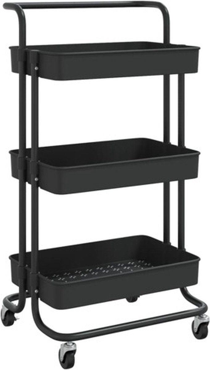 vidaXL Keukentrolley 3-laags 42x25x83.5 cm ijzer en ABS zwart