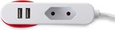 Perel STEKKERDOOS MET 1 EUROSTEKKER EN 2 USB-POORTEN - IDEAAL VOOR OP REIS