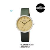 Q&Q Horloge groen- met leren band QC24J325Y