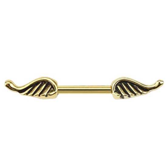 Piercing téton aile d'ange plaqué or