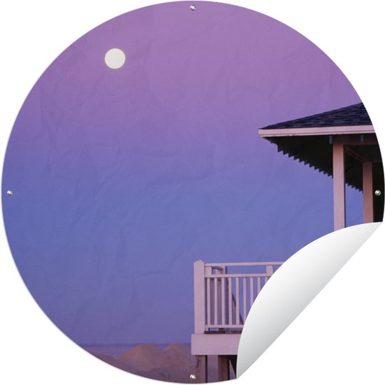 Tuincirkel Veranda van een strandhuis - 60x60 cm - Ronde Tuinposter - Buiten