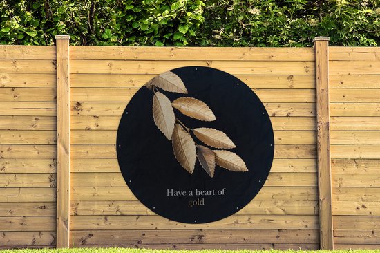 Garden Circle Leaves - Or - Citation - 150x150 cm - Affiche Ronde de Jardin - Extérieur