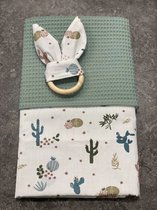 baby deken kinderwagen deken wieg deken oud groen gekleurde cactussen 60x90 cm ( zonder bijtring)