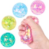 Fidget Toys Glitter Stressbal - Met glitters en lintjes - 1 exemplaar - 7 cm