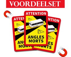 Dode hoek magneet sticker - Frankrijk - bus - camper | Angles morts magneetsticker (3 stuks)