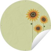 Tuincirkel Zonnebloem - Oranje - Illustratie - 90x90 cm - Ronde Tuinposter - Buiten