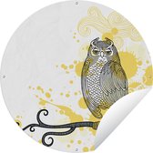 Cercle de jardin dessin de la chouette - 150x150 cm - Affiche de jardin ronde - Extérieur