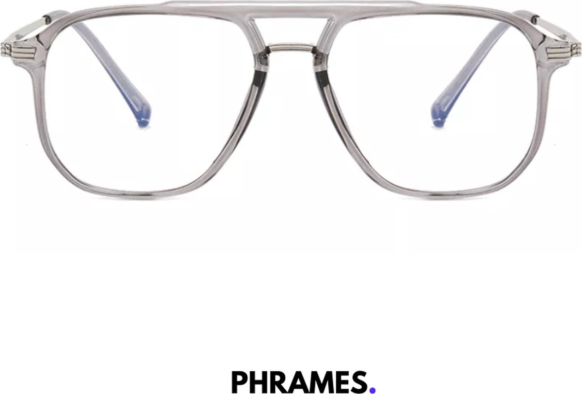 PHRAMES® - Memphis Smokey Grey – Beeldschermbril – Computerbril - Blauw Licht Filter Bril - Blauw Licht Bril – Gamebril – Unisex - UV400 - Voorkomt Hoofdpijn en Vermoeidheid
