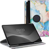 kwmobile hoes geschikt voor Samsung Galaxy Tab S7 Plus / Tab S7 FE - 360 graden tablethoes - Marmer design - goud / meerkleurig