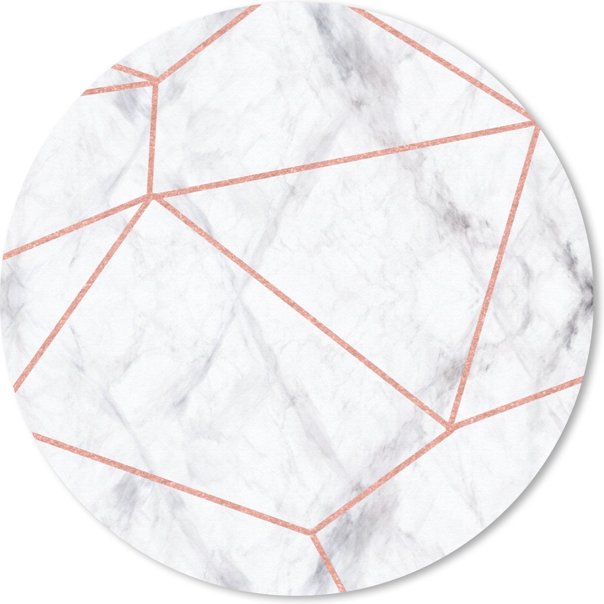 Muismat rond 40x40 cm - Mousepad Marmer - Rosé goud - Wit - Ronde muismatten