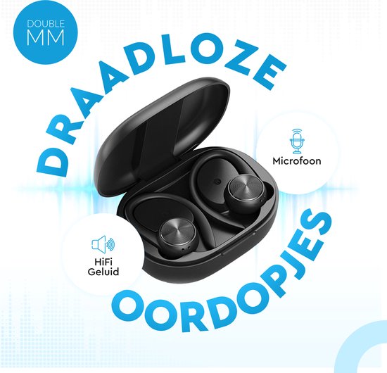 Double MM - Sport Oordopjes - Oortjes - Bluetooth Oordopjes - Draadloze Oordopjes - Oordopjes draadloos - Top geluid - DOUBLE MM