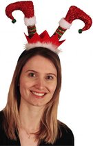 Kerst haarband/diadeem elfen beentjes rood - Kerstaccessoires/tiara