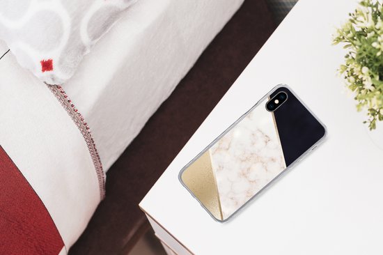 Coque iPhone Xs - Marbre - Or - Rose - Siliconen