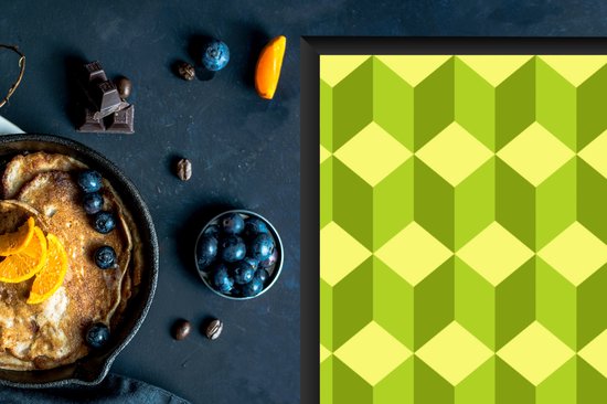 KitchenYeah® Inductie beschermer 81.2x52 cm - Patroon - Groen - Blokken - Kookplaataccessoires - Afdekplaat voor kookplaat - Inductiebeschermer - Inductiemat - Inductieplaat mat