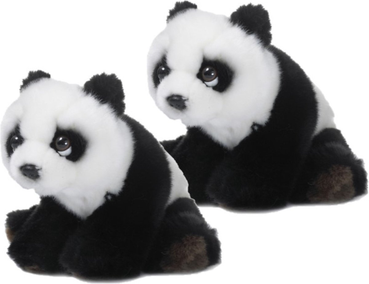 WNF Pandabeer knuffel - 2x stuks - 15 cm - pluche - knuffeldier panda - Dieren -