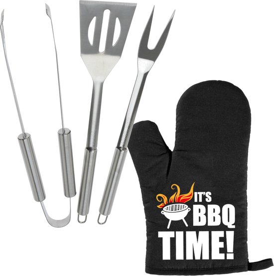 Berglander grill accessoires kit 10 stuks met een keukengerei houder, BBQ barbecue gereedschap set, roestvrij stalen handvat, geen smelten geen afkomen en hittebestendig