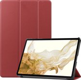 Hoes Geschikt voor Samsung Galaxy Tab S8 Ultra Hoes Luxe Hoesje Book Case - Hoesje Geschikt voor Samsung Tab S8 Ultra Hoes Cover - Donkerrood