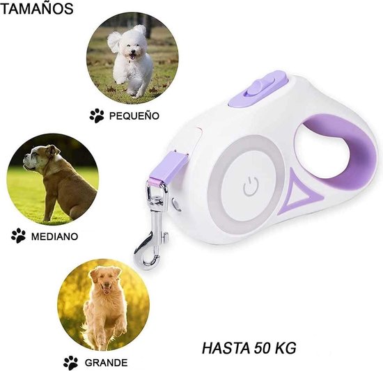 Dubbele intrekbare hondenlijn, rollijn met LED-licht, uittrekbare dubbele hondenlijn voor 2 honden, 3M hondenlijn Flexi, antislip handgreep met snelstopknop voor kleine en middelgrote honden (bruin