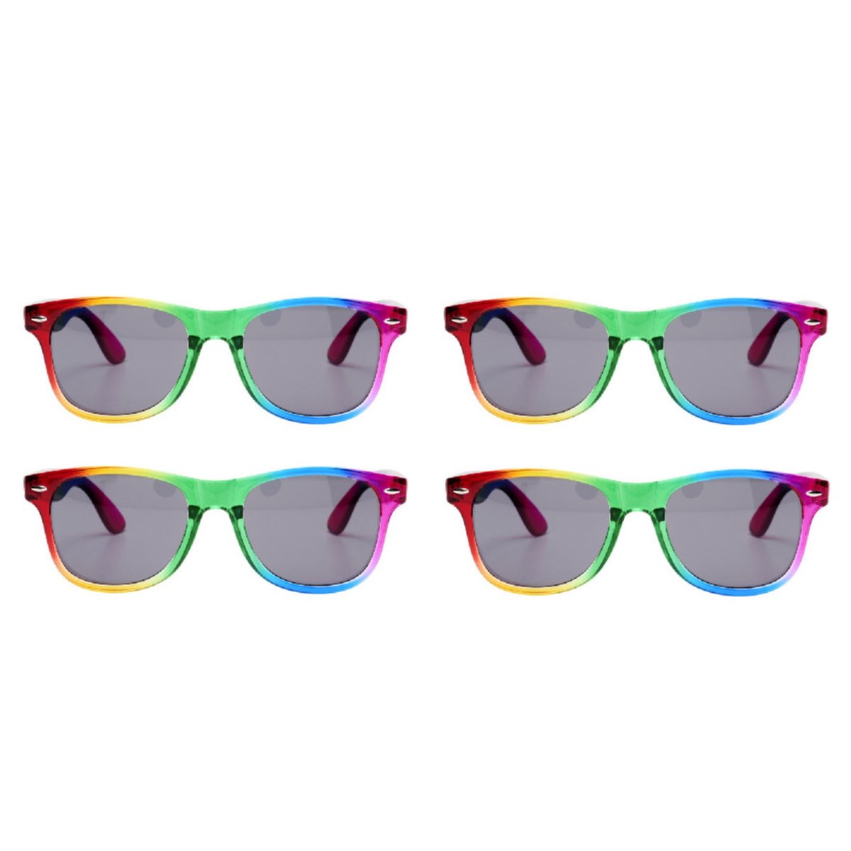 4x Regenboog zonnebrillen retro voor volwassenen - Regenboog zonnebrillen dames/heren