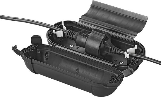 3x Stekkersafes / veiligheidsboxen voor Schuko stekkerverbindingen - kunststof zwart - IP44 - 21 x 8 x 8,5 cm van SMARTLOOP — afbeelding 4