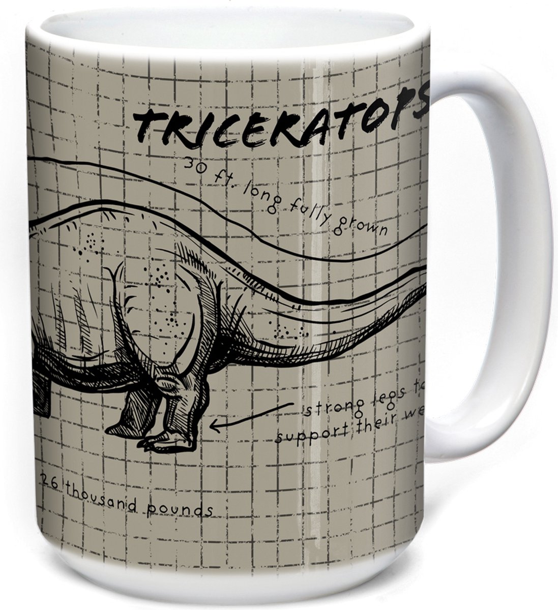 Mok Triceratops Fact Sheet Beige 440 ml