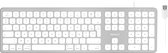 Macally WKEYHUBMB-FR Ultra slank USB-A toetsenbord met 2 USB-A-poorten voor de Mac - Wit/Zilverkleurig - Frans/Vlaams (AZERTY)