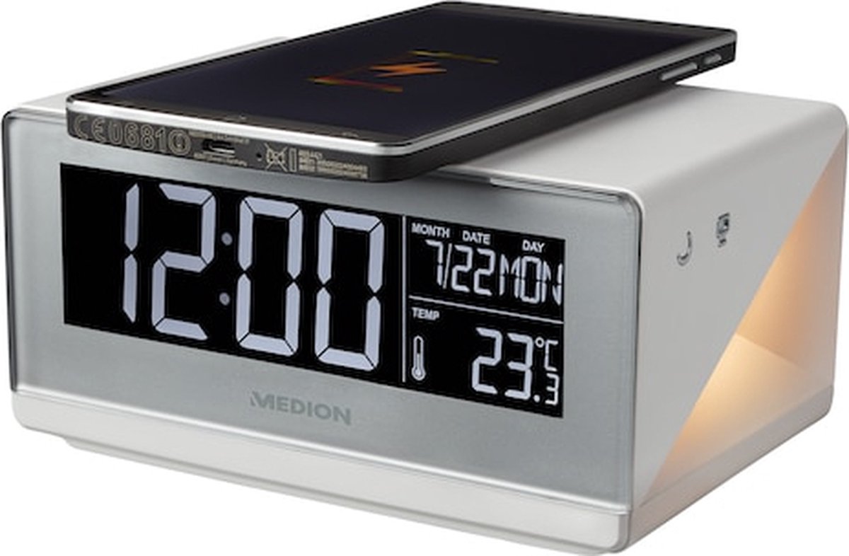 Medion E75009 - Wekker met QI oplader - Zilver | bol.com